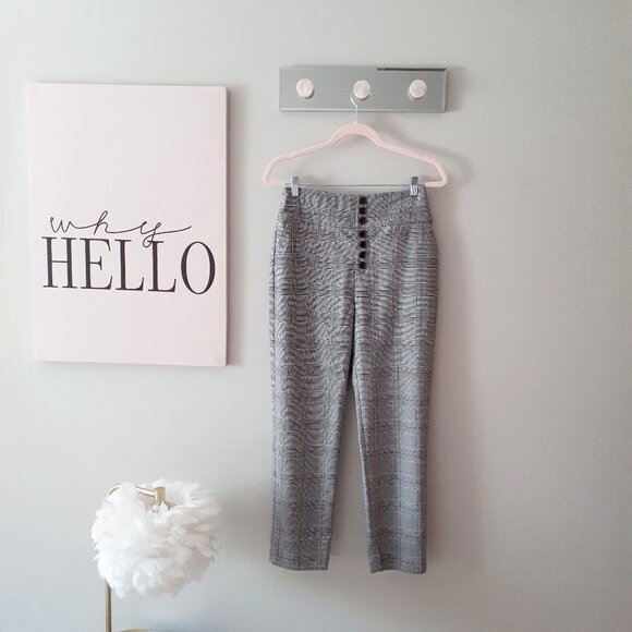 NWT Joie high waisted plaid houndstooth trouser pants, 6 - Picture 13 of 14